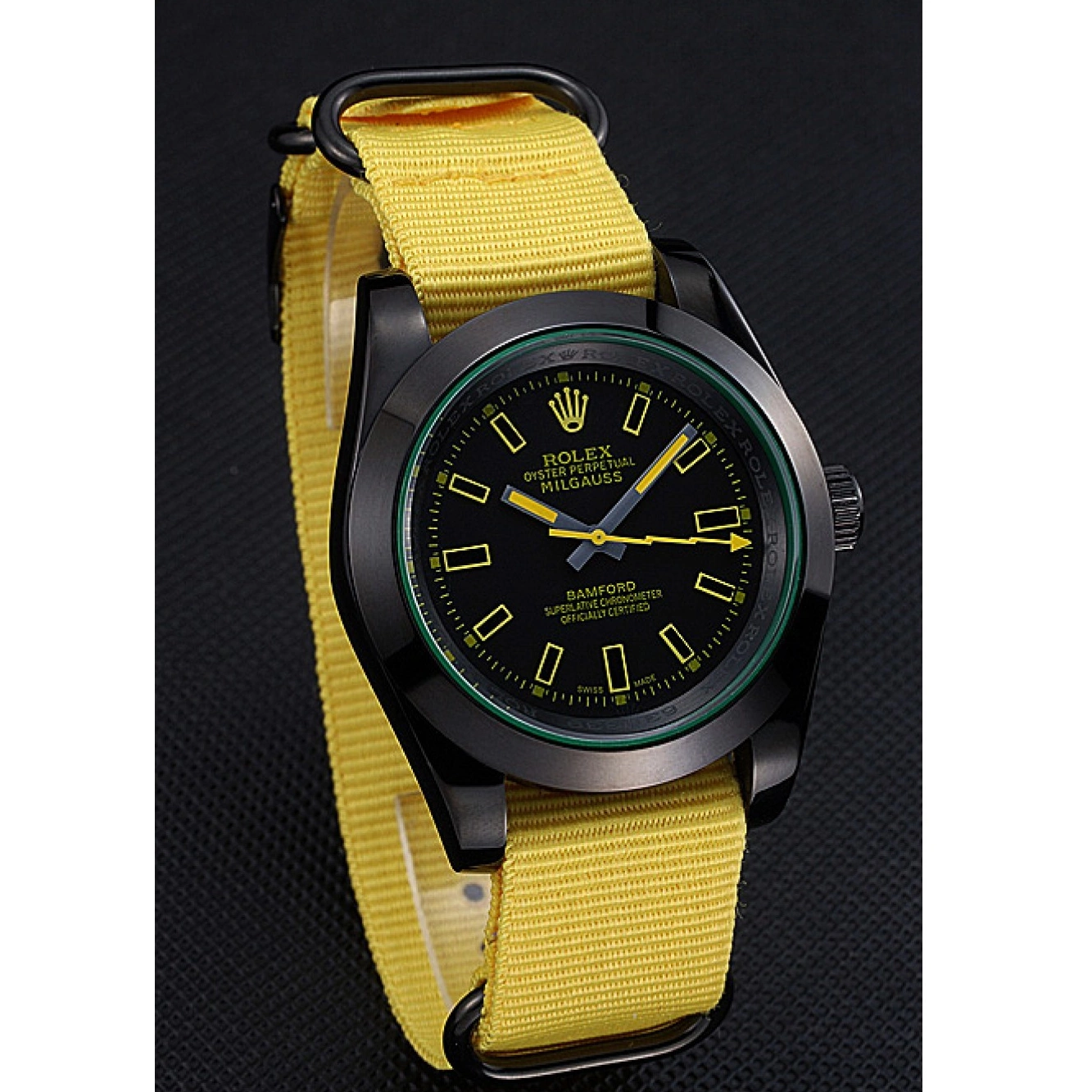 Rolex copies cheap 621999 Strap Nylon Rolex Bamford Yellow Milgauss 0530